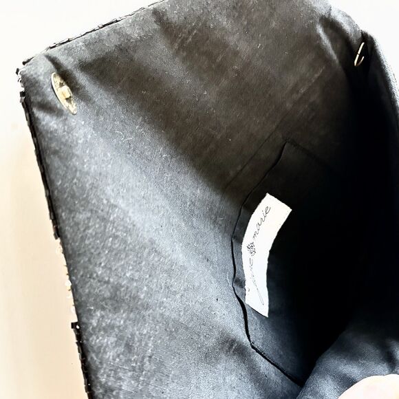 JANE MARIE Black Beaded Evening Clutch Bag with Gold Stars Design - Picture 4 of 8